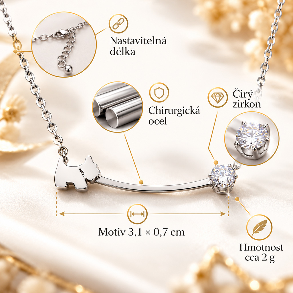 Canella Silver – dámský ocelový náhrdelník s pejskem a zirkonem (5)_1